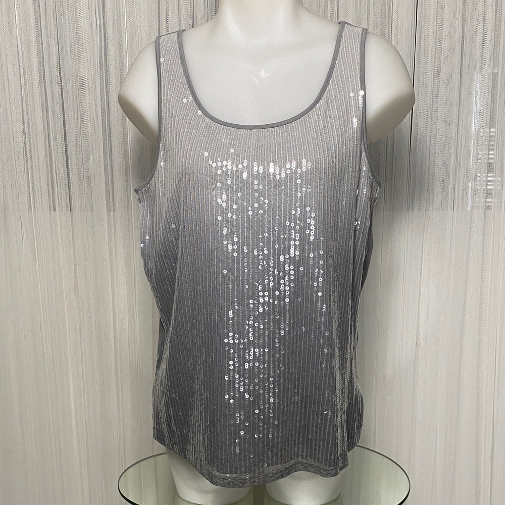 Chico’s Ombré Silver Sequin Women's Tank Top NWT!! Size 2 (Large)